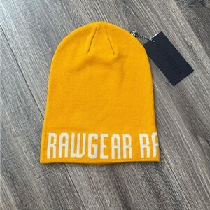 RAWGEAR Men's Beanie One Size Yellow Mango Knit White Logo RG623